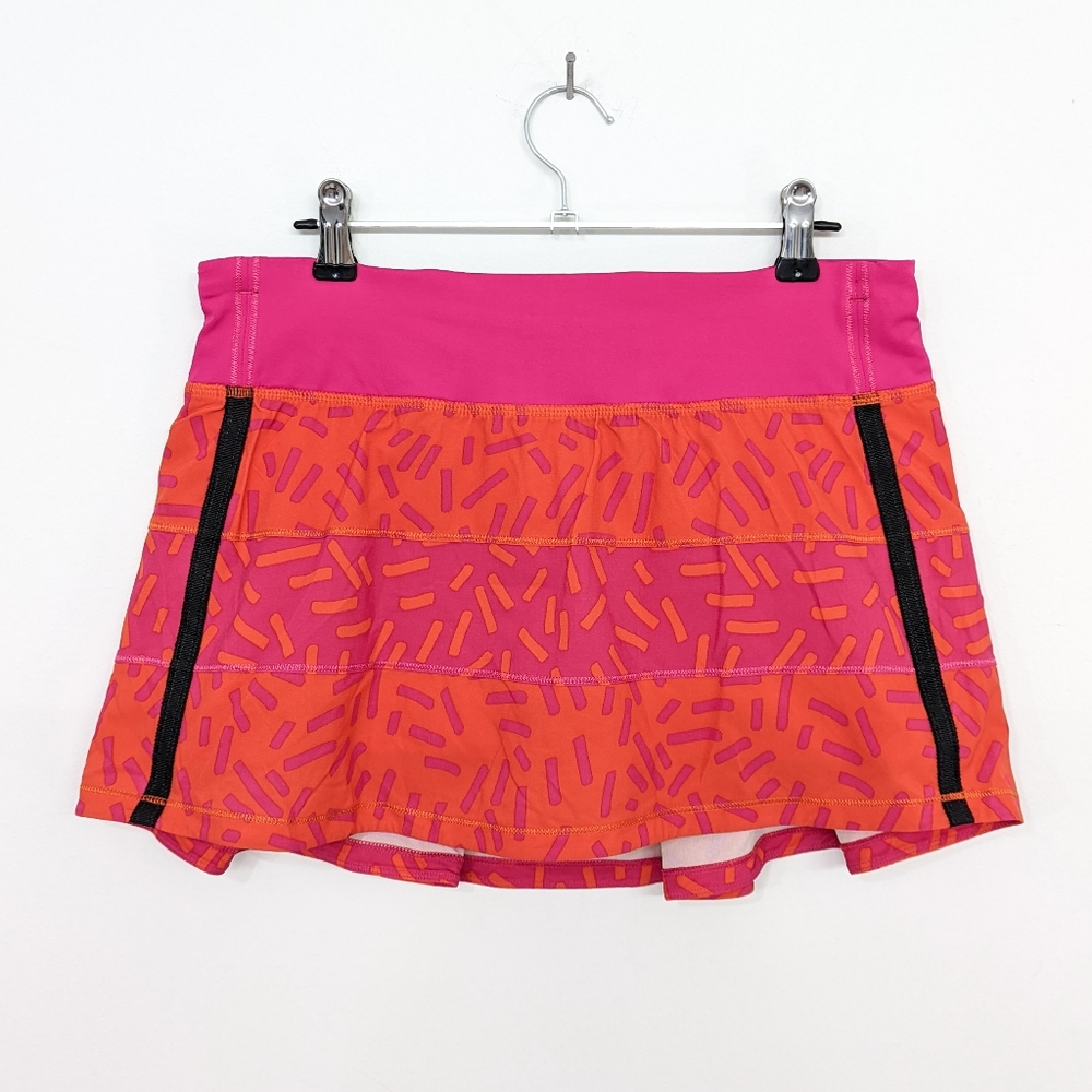 RARE Lululemon Seawheeze Pace Rival Skirt Bold Stripe Jeweled Magenta Sprinkles
